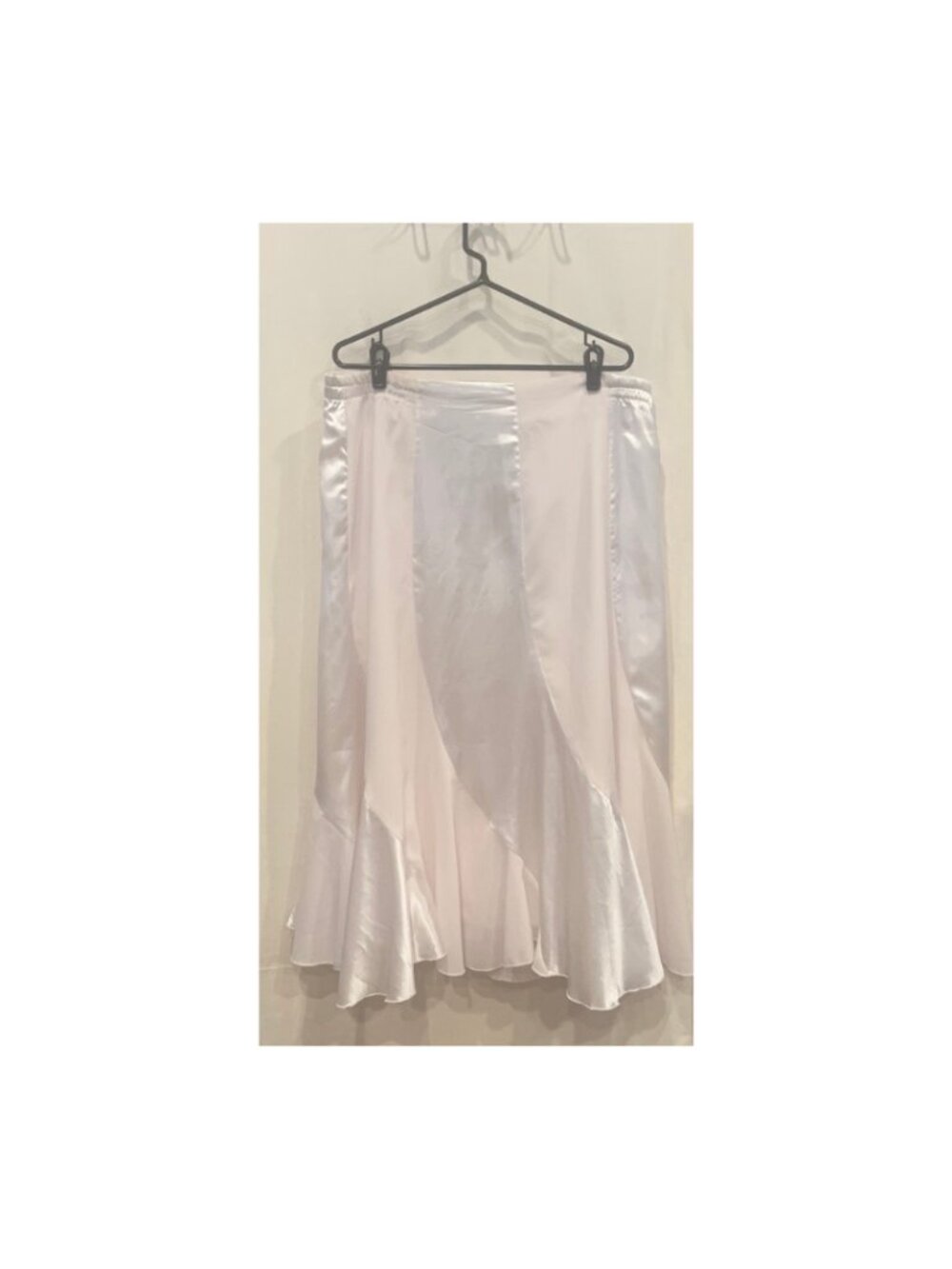 Women's White Silk Long Flared Skirt